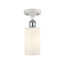 Clymer Semi-Flush Mount shown in the White and Polished Chrome finish with a Matte White shade