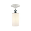 Clymer Semi-Flush Mount shown in the White and Polished Chrome finish with a Matte White shade