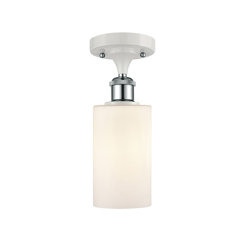 Clymer Semi-Flush Mount shown in the White and Polished Chrome finish with a Matte White shade