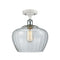 Fenton Semi-Flush Mount shown in the White and Polished Chrome finish with a Clear shade