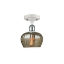 Fenton Semi-Flush Mount shown in the White and Polished Chrome finish with a Mercury shade