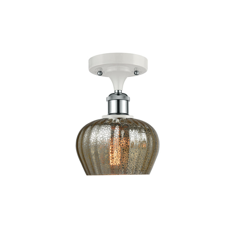 Fenton Semi-Flush Mount shown in the White and Polished Chrome finish with a Mercury shade