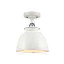 Adirondack Semi-Flush Mount shown in the White and Polished Chrome finish with a Glossy White shade