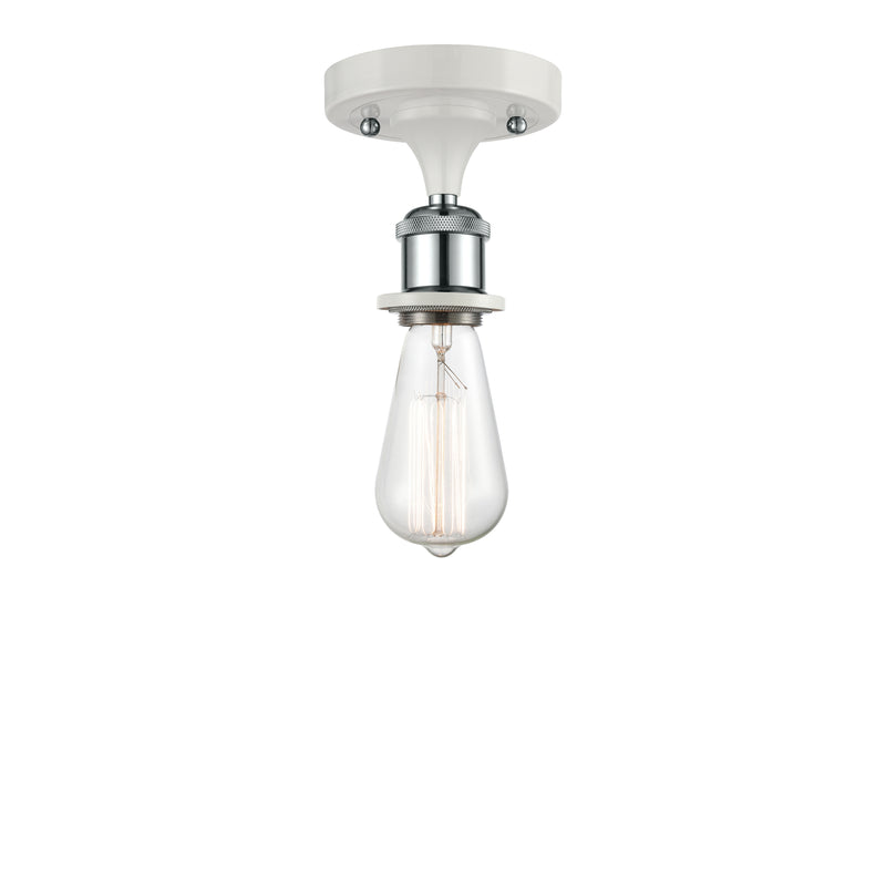 Bare Bulb Semi-Flush Mount shown in the White and Polished Chrome finish