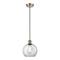 Athens Mini Pendant shown in the Antique Brass finish with a Clear shade