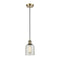 Caledonia Mini Pendant shown in the Antique Brass finish with a Mica shade