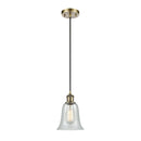 Hanover Mini Pendant shown in the Antique Brass finish with a Fishnet shade