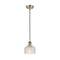 Dayton Mini Pendant shown in the Antique Brass finish with a Clear shade