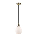 Eaton Mini Pendant shown in the Antique Brass finish with a Matte White shade