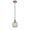 Belfast Mini Pendant shown in the Antique Copper finish with a Clear Crackle shade