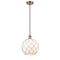 Farmhouse Rope Mini Pendant shown in the Antique Copper finish with a White Glass with White Rope shade