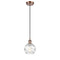 Deco Swirl Mini Pendant shown in the Antique Copper finish with a Clear shade