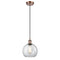 Athens Mini Pendant shown in the Antique Copper finish with a Clear shade