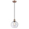 Athens Mini Pendant shown in the Antique Copper finish with a Seedy shade