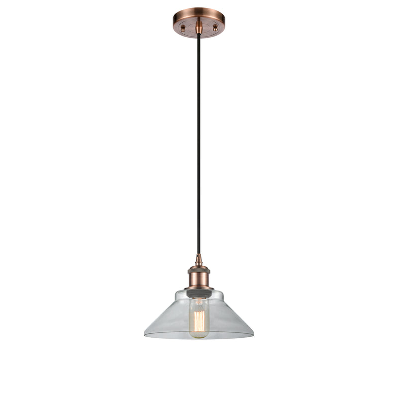 Orwell Mini Pendant shown in the Antique Copper finish with a Clear shade