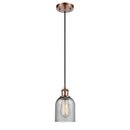 Caledonia Mini Pendant shown in the Antique Copper finish with a Charcoal shade