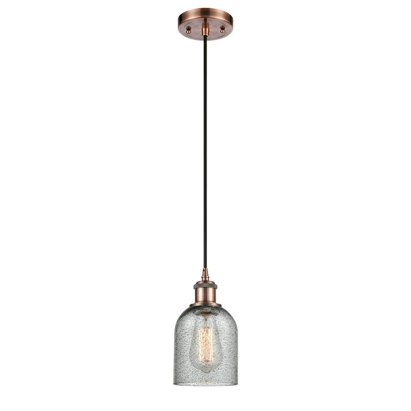 Caledonia Mini Pendant shown in the Antique Copper finish with a Charcoal shade