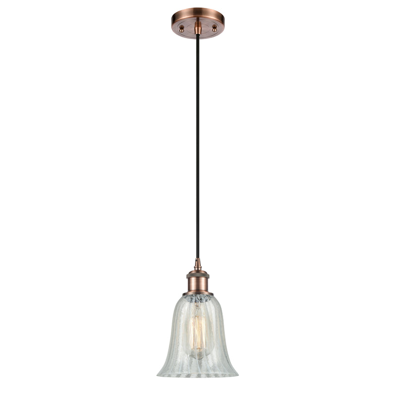 Hanover Mini Pendant shown in the Antique Copper finish with a Mouchette shade