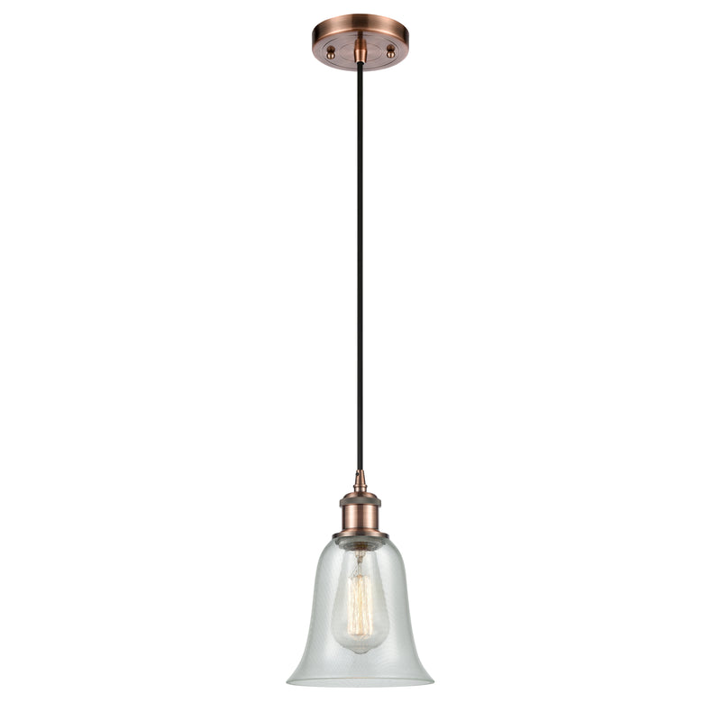 Hanover Mini Pendant shown in the Antique Copper finish with a Fishnet shade