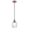 Salina Mini Pendant shown in the Antique Copper finish with a Clear Spiral Fluted shade