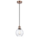 Waverly Mini Pendant shown in the Antique Copper finish with a Clear shade