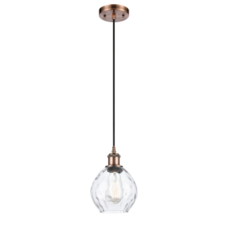 Waverly Mini Pendant shown in the Antique Copper finish with a Clear shade