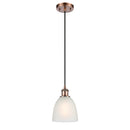 Castile Mini Pendant shown in the Antique Copper finish with a White shade