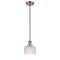 Dayton Mini Pendant shown in the Antique Copper finish with a Clear shade