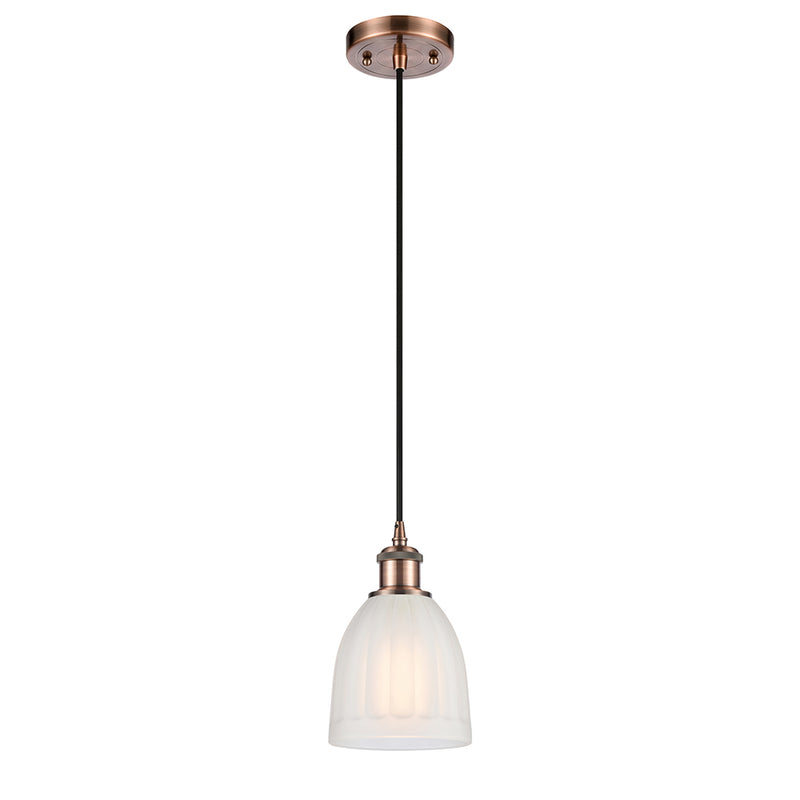 Brookfield Mini Pendant shown in the Antique Copper finish with a White shade