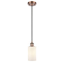 Clymer Mini Pendant shown in the Antique Copper finish with a Matte White shade