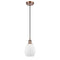 Eaton Mini Pendant shown in the Antique Copper finish with a Matte White shade