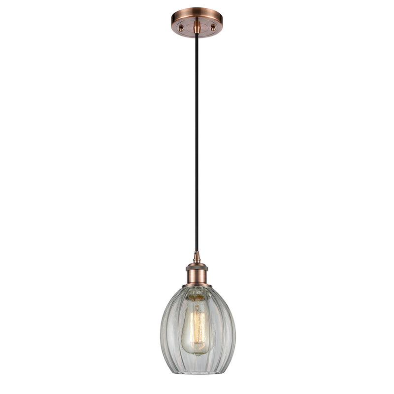 Eaton Mini Pendant shown in the Antique Copper finish with a Clear shade