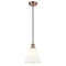 Ballston Cone Mini Pendant shown in the Antique Copper finish with a Matte White shade