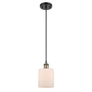 Cobbleskill Mini Pendant shown in the Black Antique Brass finish with a Matte White shade