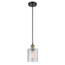 Cobbleskill Mini Pendant shown in the Black Antique Brass finish with a Clear shade