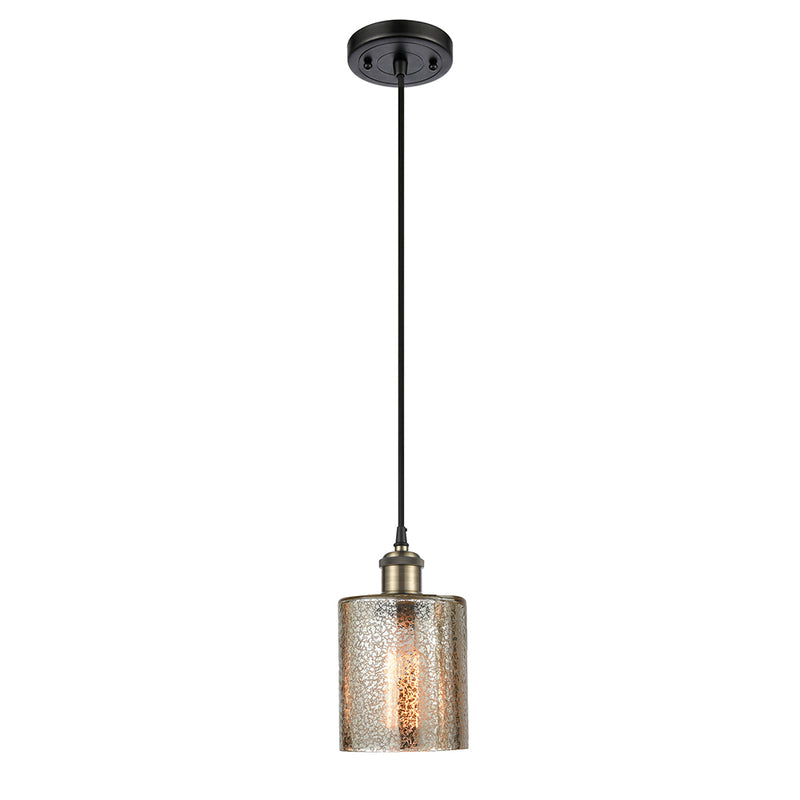 Cobbleskill Mini Pendant shown in the Black Antique Brass finish with a Mercury shade