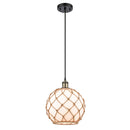 Farmhouse Rope Mini Pendant shown in the Black Antique Brass finish with a White Glass with Brown Rope shade