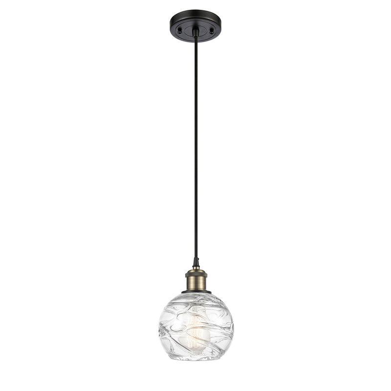 Deco Swirl Mini Pendant shown in the Black Antique Brass finish with a Clear shade