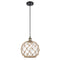 Farmhouse Rope Mini Pendant shown in the Black Antique Brass finish with a Clear Glass with Brown Rope shade