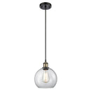 Athens Mini Pendant shown in the Black Antique Brass finish with a Clear shade