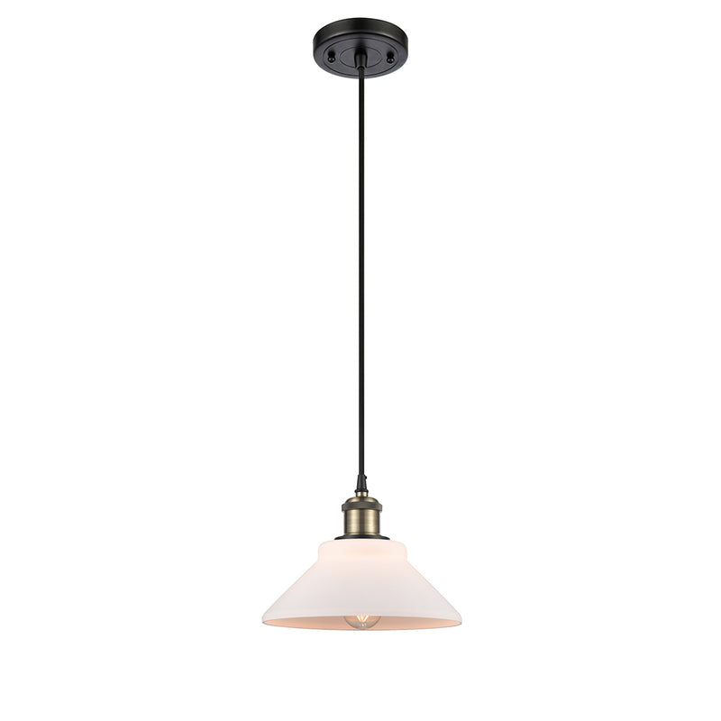 Orwell Mini Pendant shown in the Black Antique Brass finish with a Matte White shade