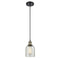 Caledonia Mini Pendant shown in the Black Antique Brass finish with a Mica shade