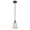 Hanover Mini Pendant shown in the Black Antique Brass finish with a Mouchette shade