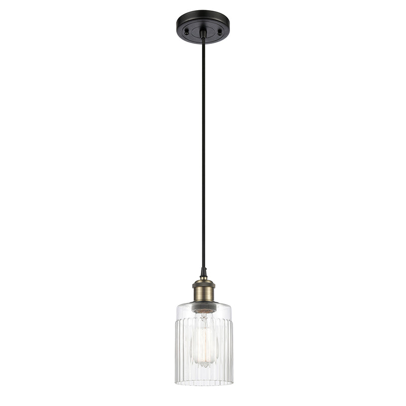 Hadley Mini Pendant shown in the Black Antique Brass finish with a Clear shade