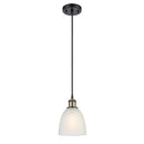 Castile Mini Pendant shown in the Black Antique Brass finish with a White shade