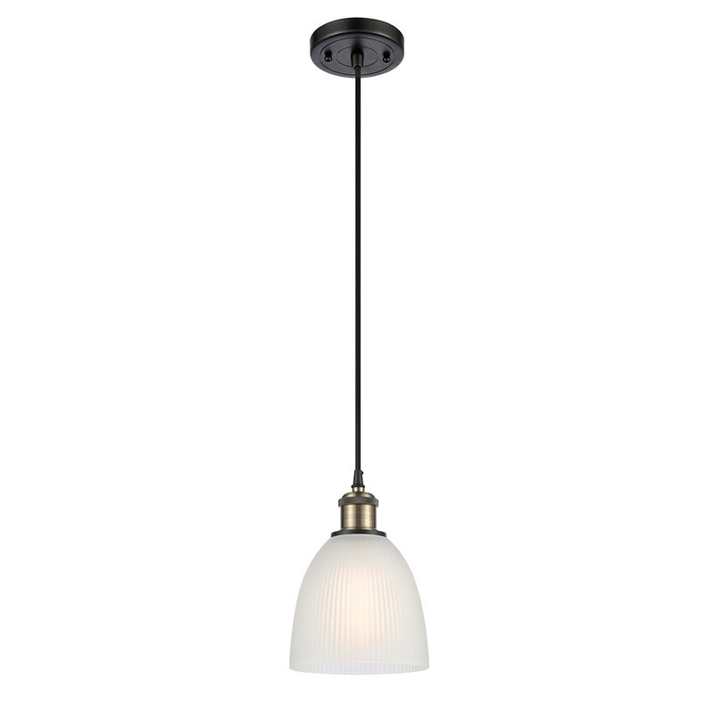 Castile Mini Pendant shown in the Black Antique Brass finish with a White shade