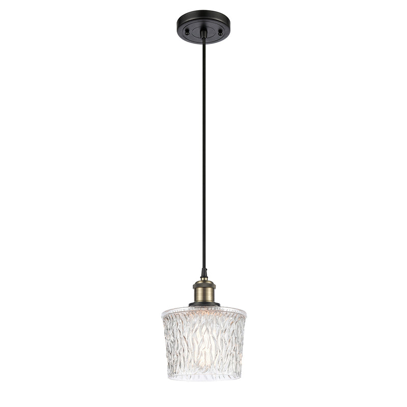 Niagra Mini Pendant shown in the Black Antique Brass finish with a Clear shade