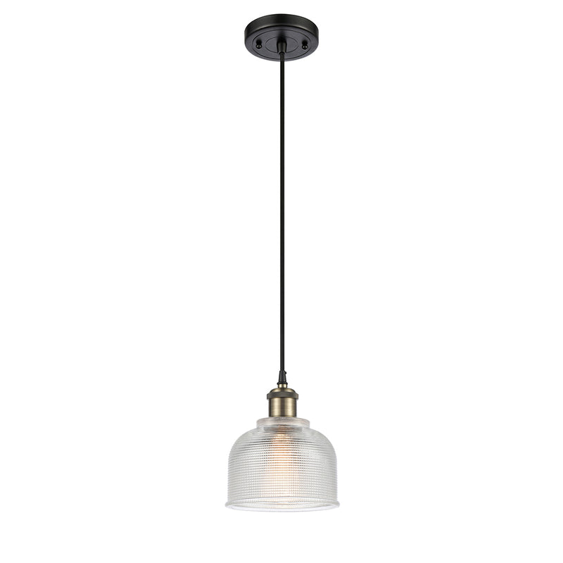 Dayton Mini Pendant shown in the Black Antique Brass finish with a Clear shade