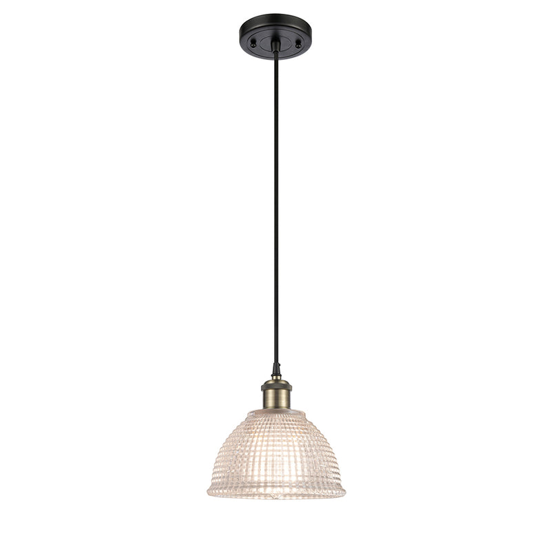 Arietta Mini Pendant shown in the Black Antique Brass finish with a Clear shade