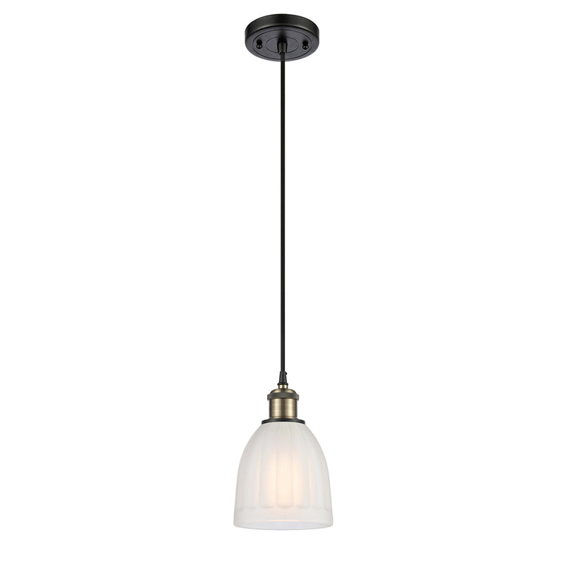 Brookfield Mini Pendant shown in the Black Antique Brass finish with a White shade